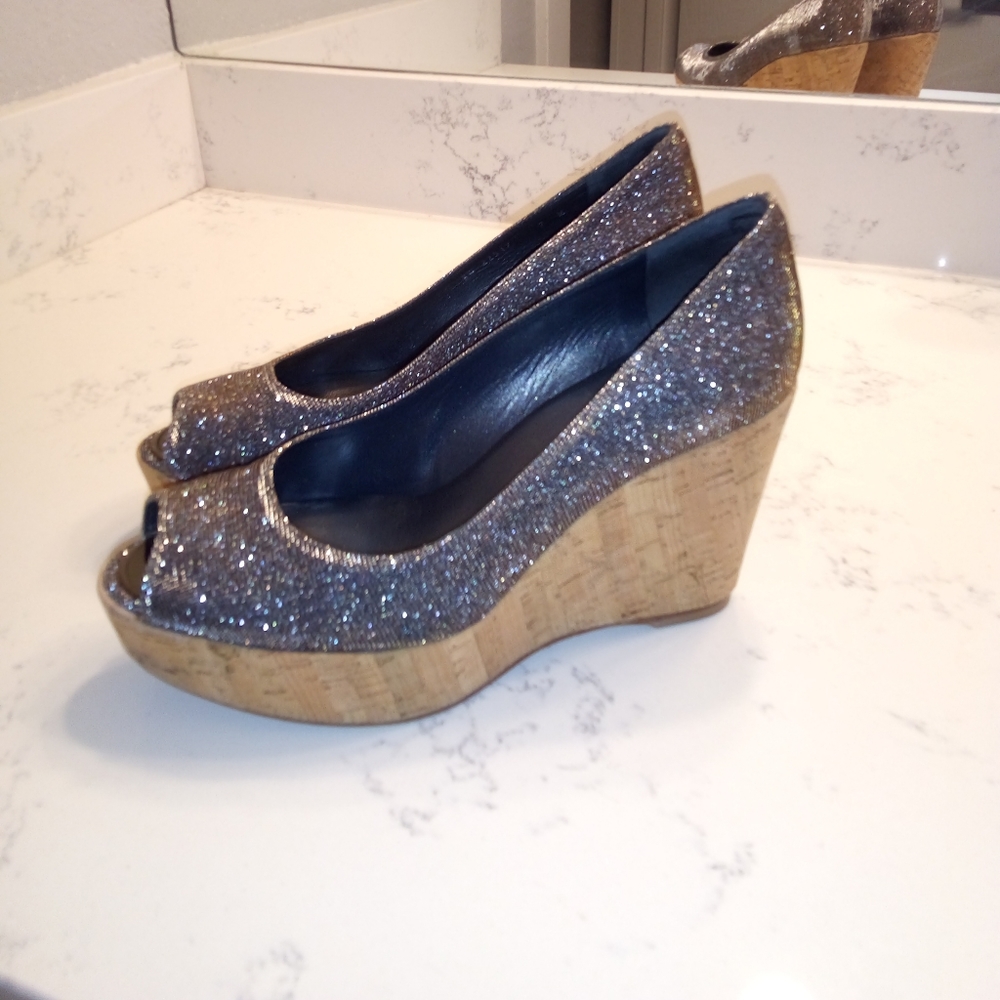 Stuart Weitzman Sparkle Wedges Sz 7